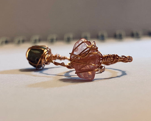 light copper wire and stone ring