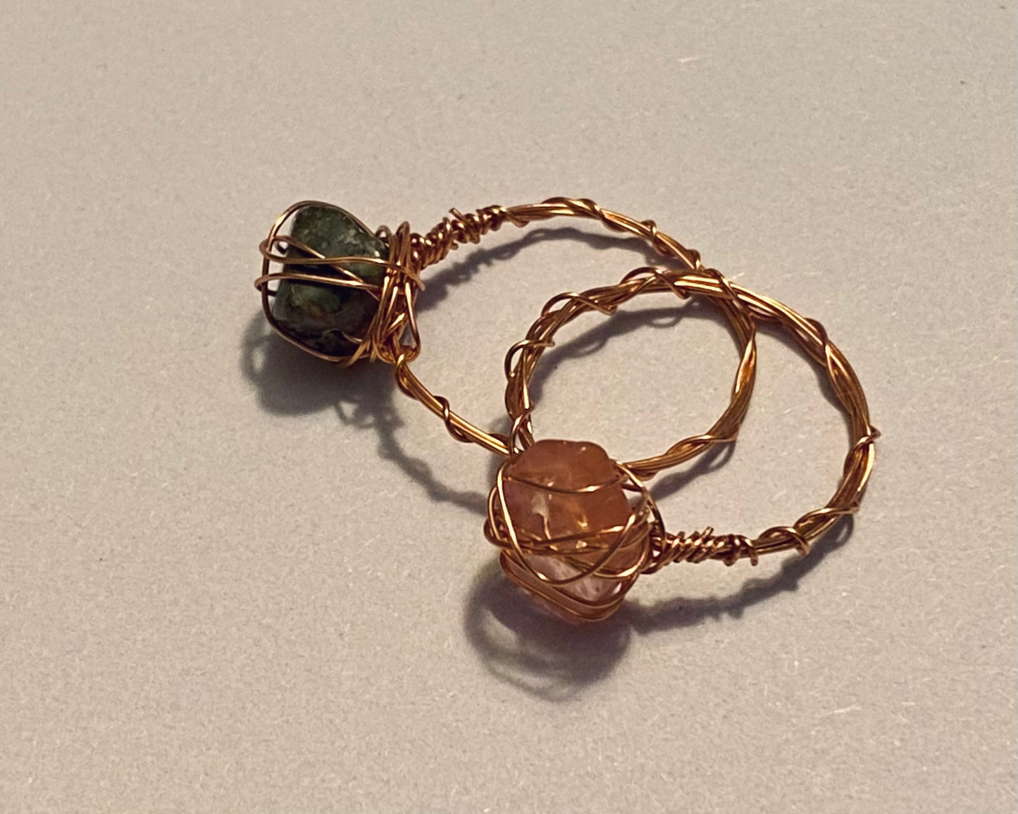 light copper wire and stone ring
