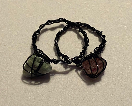 black wire and stone ring